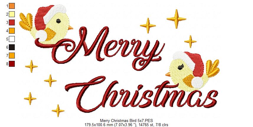 Merry Christmas Birds - Fill Stitch