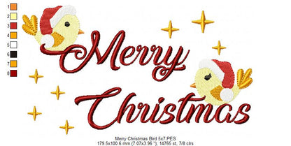Merry Christmas Birds - Fill Stitch
