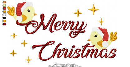 Merry Christmas Birds - Fill Stitch