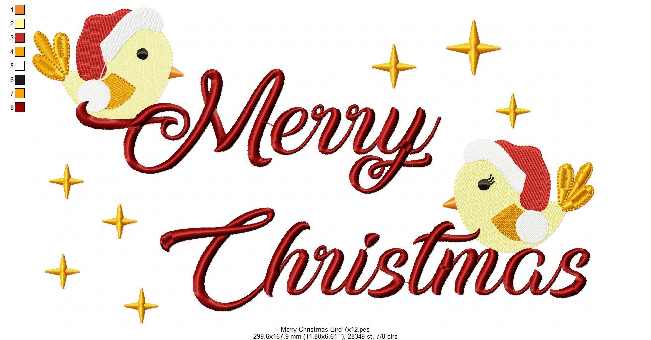 Merry Christmas Birds - Fill Stitch