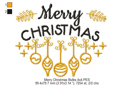 Merry Christmas Bulbs - Fill Stitch