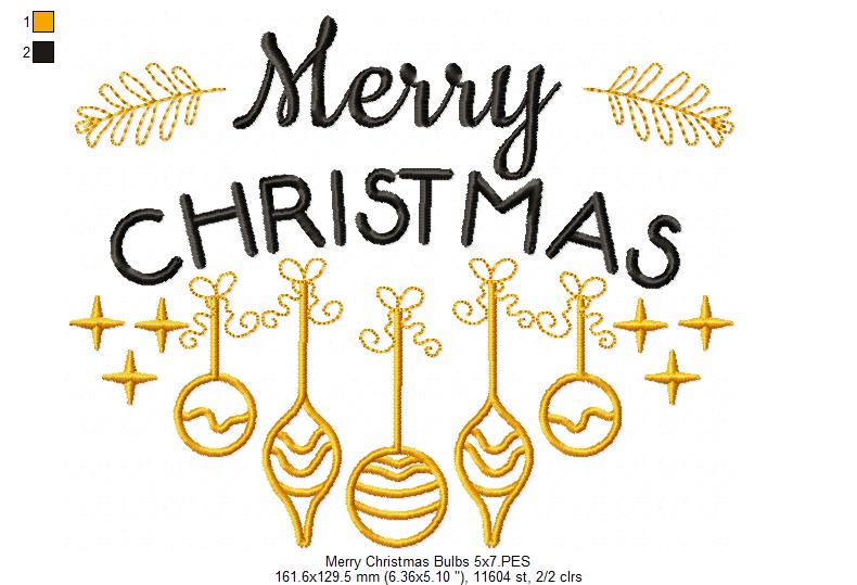 Merry Christmas Bulbs - Fill Stitch