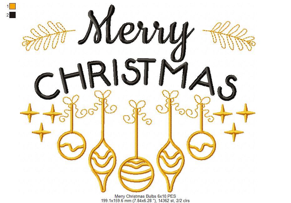 Merry Christmas Bulbs - Fill Stitch