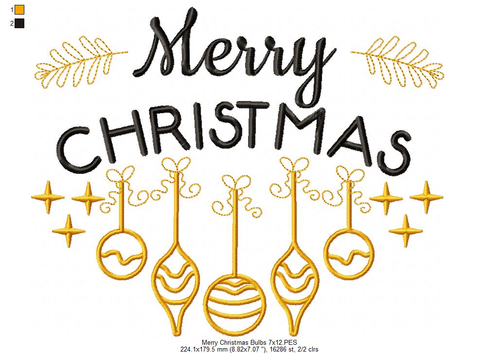 Merry Christmas Bulbs - Fill Stitch