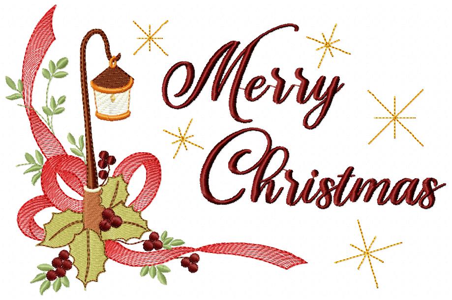 Merry Christmas Light Pole - Fill Stitch - Machine Embroidery Design