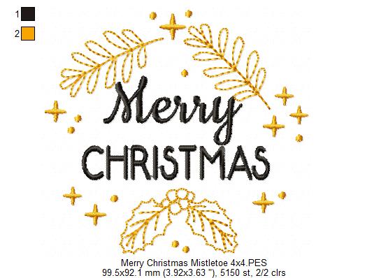 Merry Christmas Mistletoe - Fill Stitch