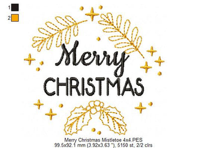 Merry Christmas Mistletoe - Fill Stitch