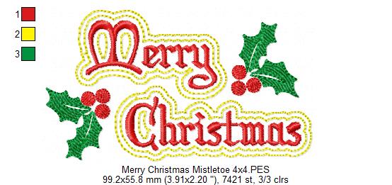 Merry Christmas Mistletoe - Fill Stitch