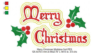 Merry Christmas Mistletoe - Fill Stitch