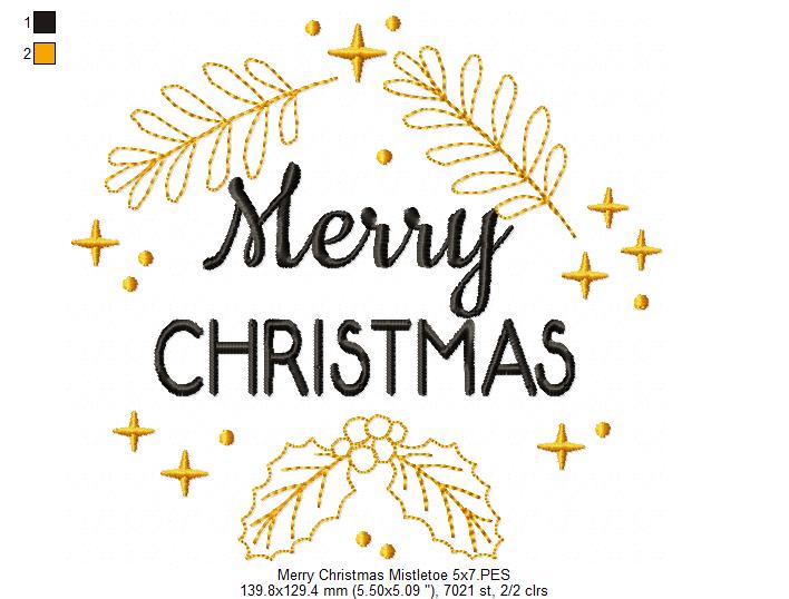 Merry Christmas Mistletoe - Fill Stitch