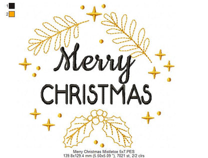 Merry Christmas Mistletoe - Fill Stitch