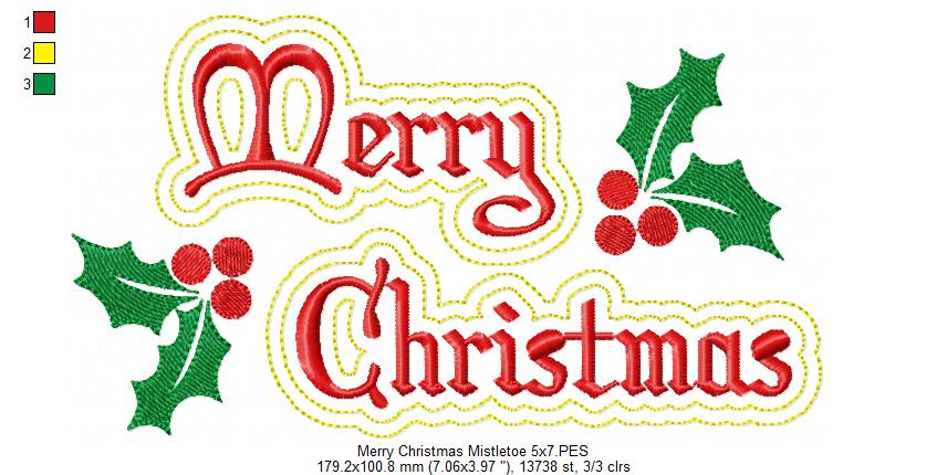Merry Christmas Mistletoe - Fill Stitch