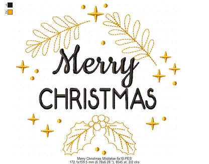 Merry Christmas Mistletoe - Fill Stitch