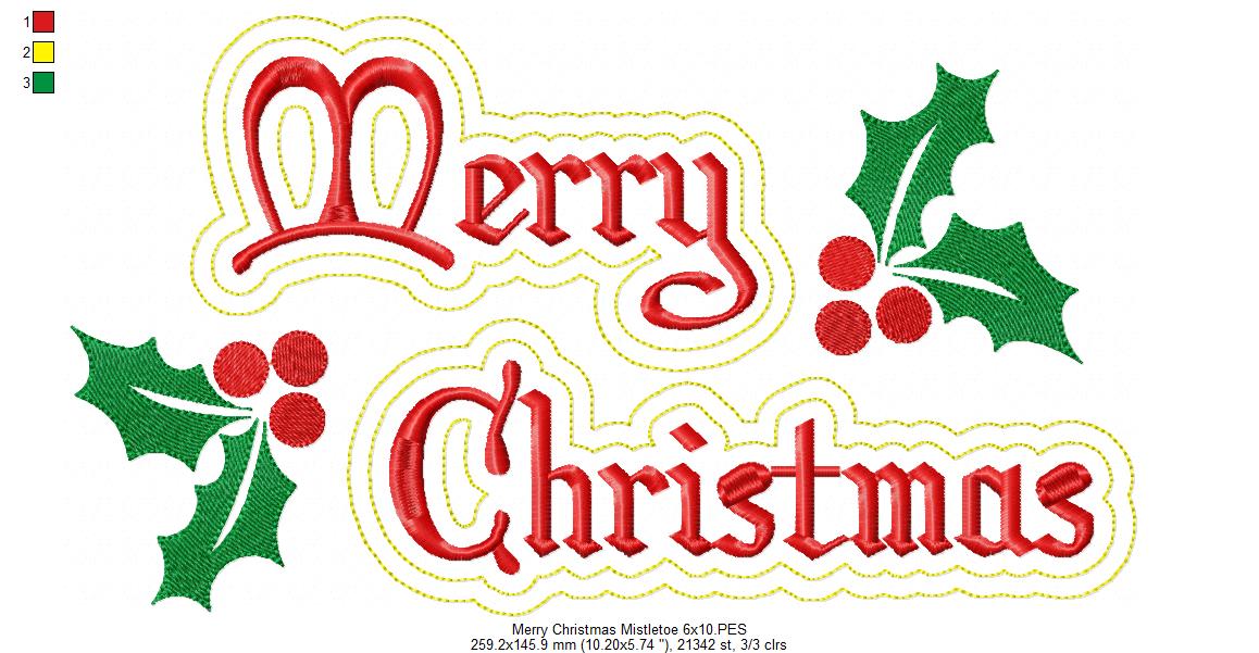 Merry Christmas Mistletoe - Fill Stitch