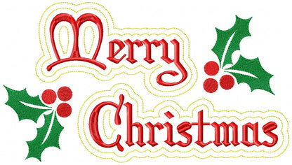 Merry Christmas Mistletoe - Fill Stitch