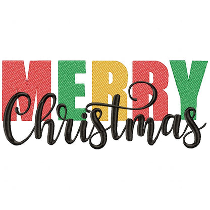 Merry Christmas - Rippled Stitch - Machine Embroidery Design