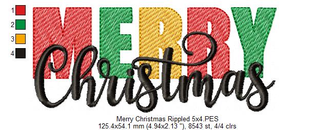 Merry Christmas - Rippled Stitch - Machine Embroidery Design