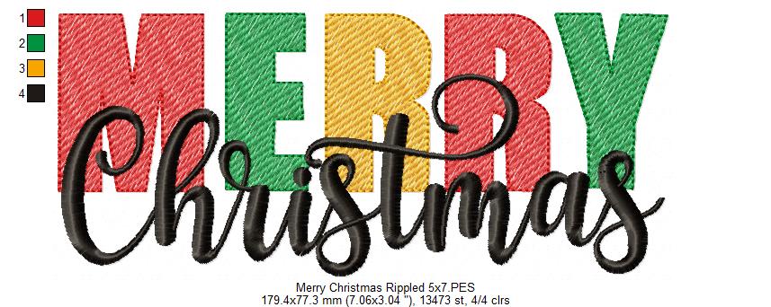 Merry Christmas - Rippled Stitch - Machine Embroidery Design