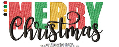 Merry Christmas - Rippled Stitch - Machine Embroidery Design