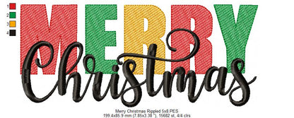 Merry Christmas - Rippled Stitch - Machine Embroidery Design