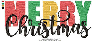 Merry Christmas - Rippled Stitch - Machine Embroidery Design