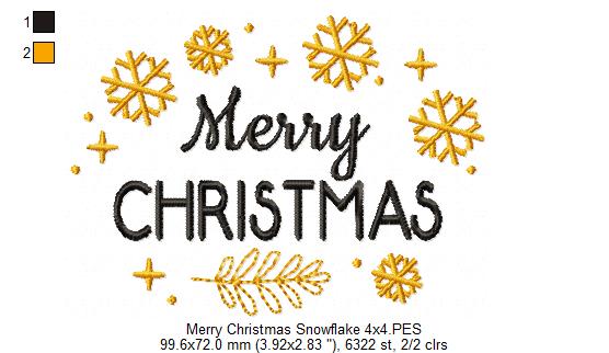 Merry Christmas Snowflakes - Fill Stitch