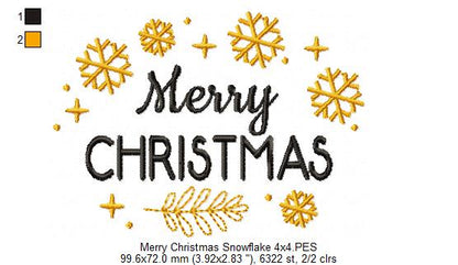 Merry Christmas Snowflakes - Fill Stitch