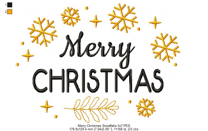 Merry Christmas Snowflakes - Fill Stitch