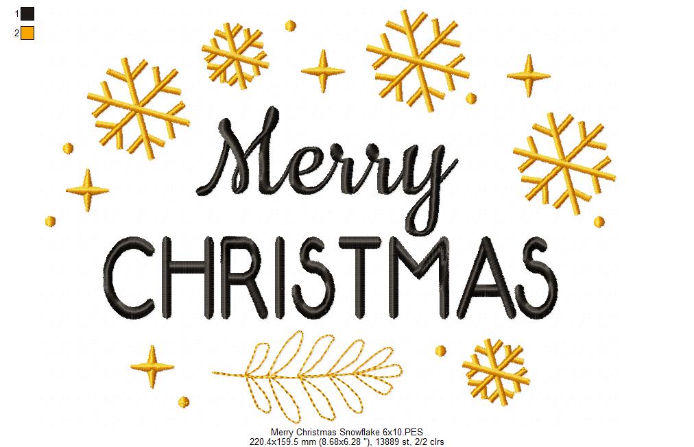 Merry Christmas Snowflakes - Fill Stitch