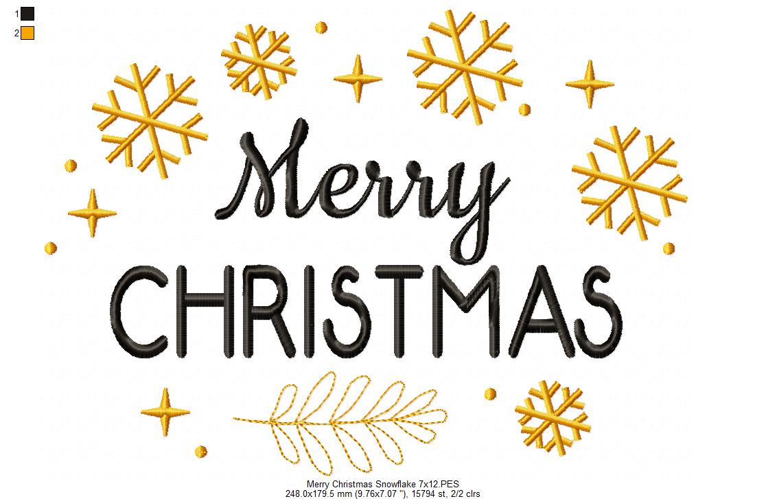 Merry Christmas Snowflakes - Fill Stitch