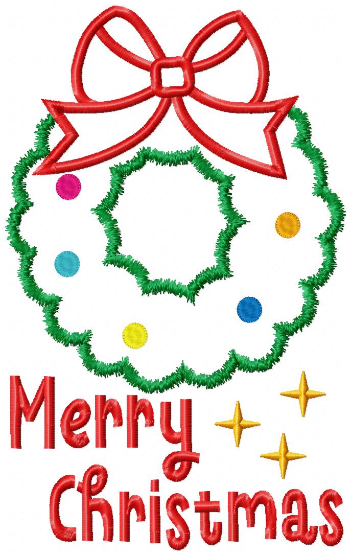 Christmas Wreath & Merry Christmas 🎅 – Applique – Machine Embroidery Design