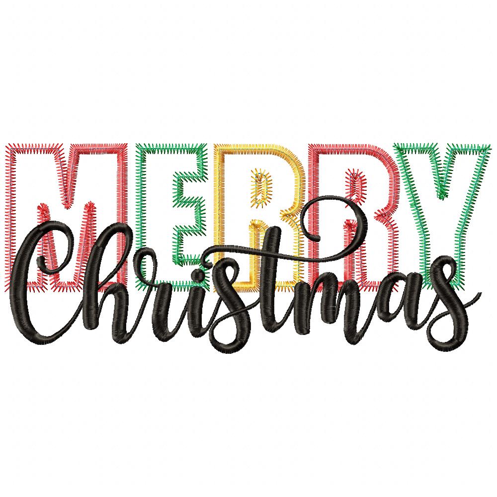 Merry Christmas - Zig Zag Applique Embroidery