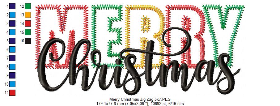 Merry Christmas - Zig Zag Applique Embroidery