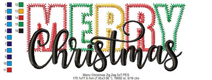 Merry Christmas - Zig Zag Applique Embroidery