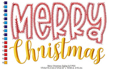 Merry Christmas - Zig Zag Applique