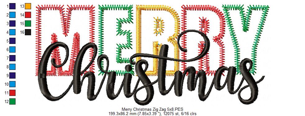 Merry Christmas - Zig Zag Applique Embroidery