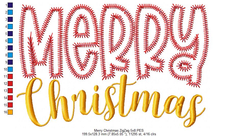 Merry Christmas - Zig Zag Applique