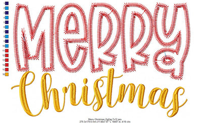 Merry Christmas - Zig Zag Applique