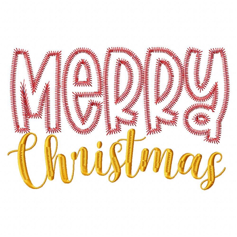 Merry Christmas - Zig Zag Applique