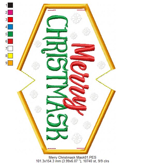 Merry Christmask Face Mask - ITH Project - Machine Embroidery Design