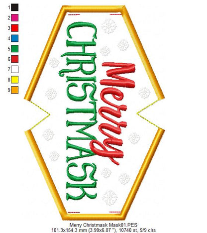 Merry Christmask Face Mask - ITH Project - Machine Embroidery Design
