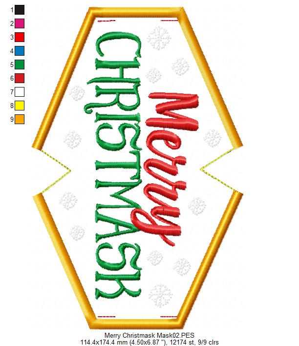 Merry Christmask Face Mask - ITH Project - Machine Embroidery Design