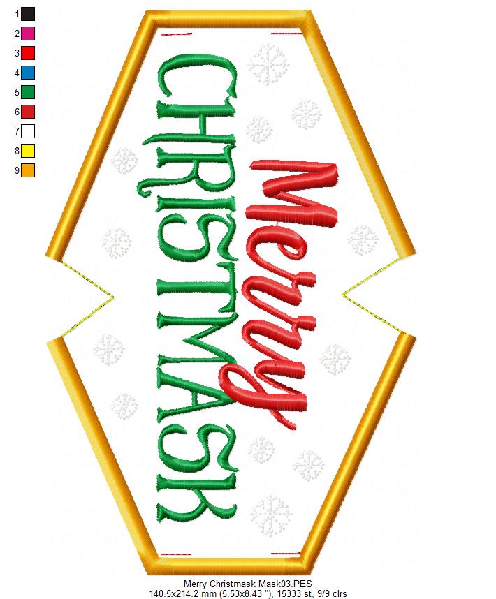 Merry Christmask Face Mask - ITH Project - Machine Embroidery Design