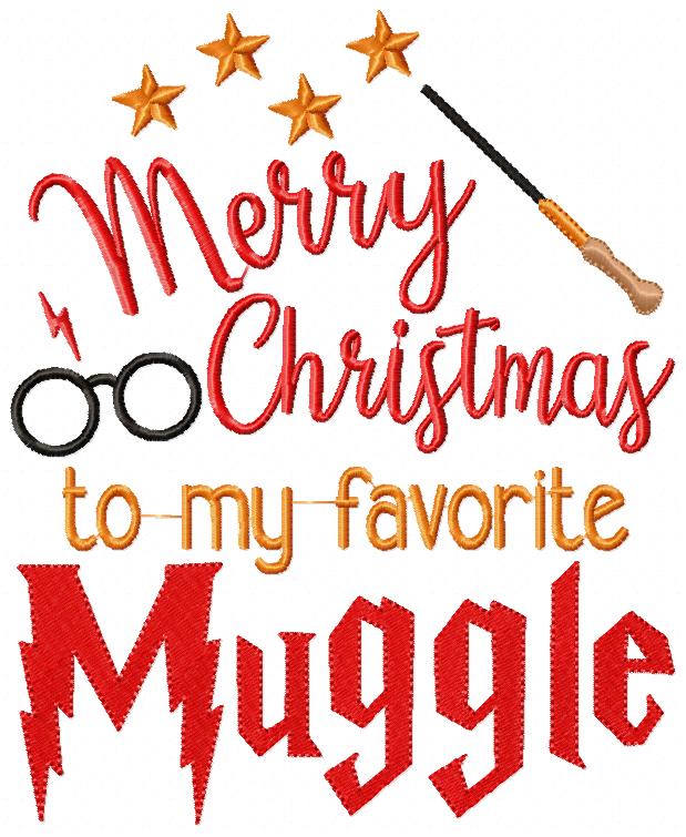 Merry Christmas to my Favorite Muggle - Fill Stitch - Machine Embroidery Design