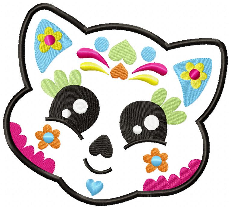 Mexican Skull Cat - Applique Embroidery
