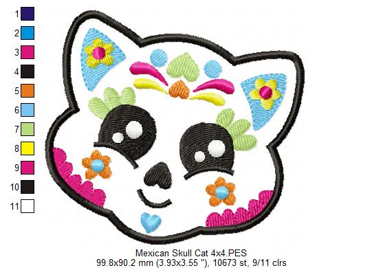 Mexican Skull Cat - Applique Embroidery