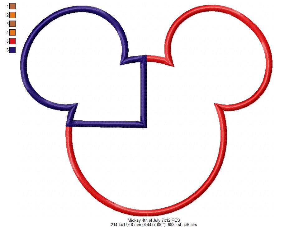 4th of July Mouse Ears Boy - Applique - Machine Embroidery Design