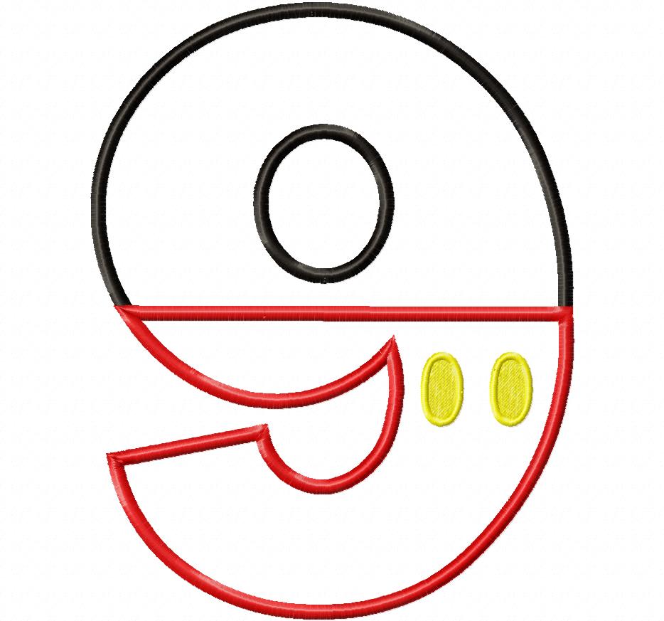 Mouse Ears Boy 9th Birthday Number 9 - Applique