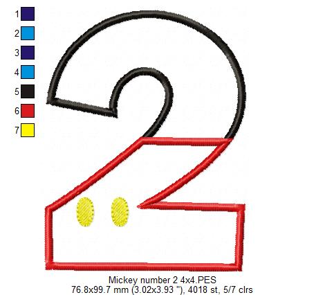 Mouse Ears Boy 2nd Birthday Number 2 - Applique