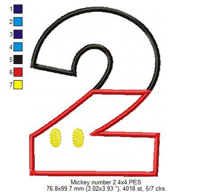 Mouse Ears Boy 2nd Birthday Number 2 - Applique